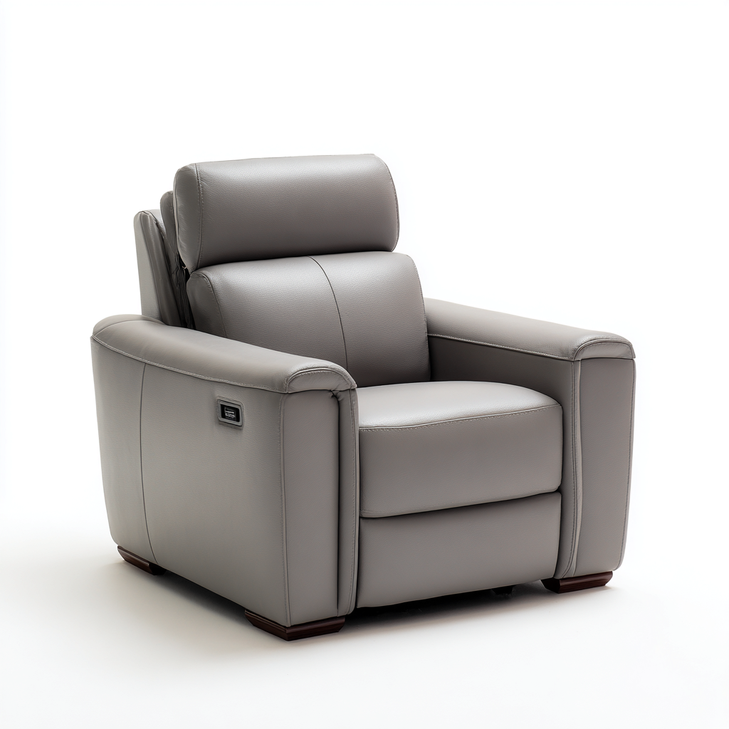 Sillón reclinable piel sintética 103x94x109 cm - gris claro - diseño moderno apto para salón-Zamiiacorner