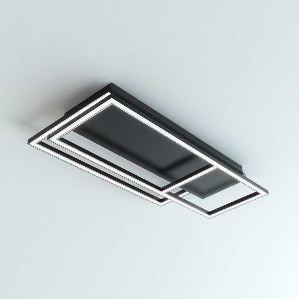 Lámpara de techo metal - LED 80x40x6 cm - negro - blanco - para interior - diseño moderno-Zamiiacorner