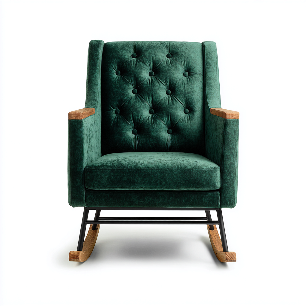 Mecedora tapizada terciopelo 92x78x98 cm - verde - diseño moderno para salón-Zamiiacorner