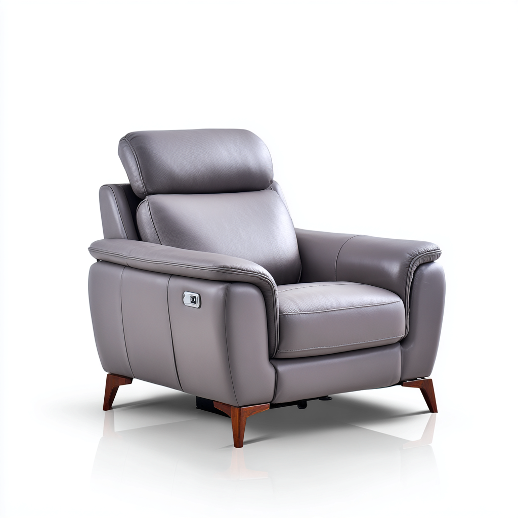 Sillón reclinable piel sintética 102x92x104 cm - gris - diseño moderno apto para salón-Zamiiacorner