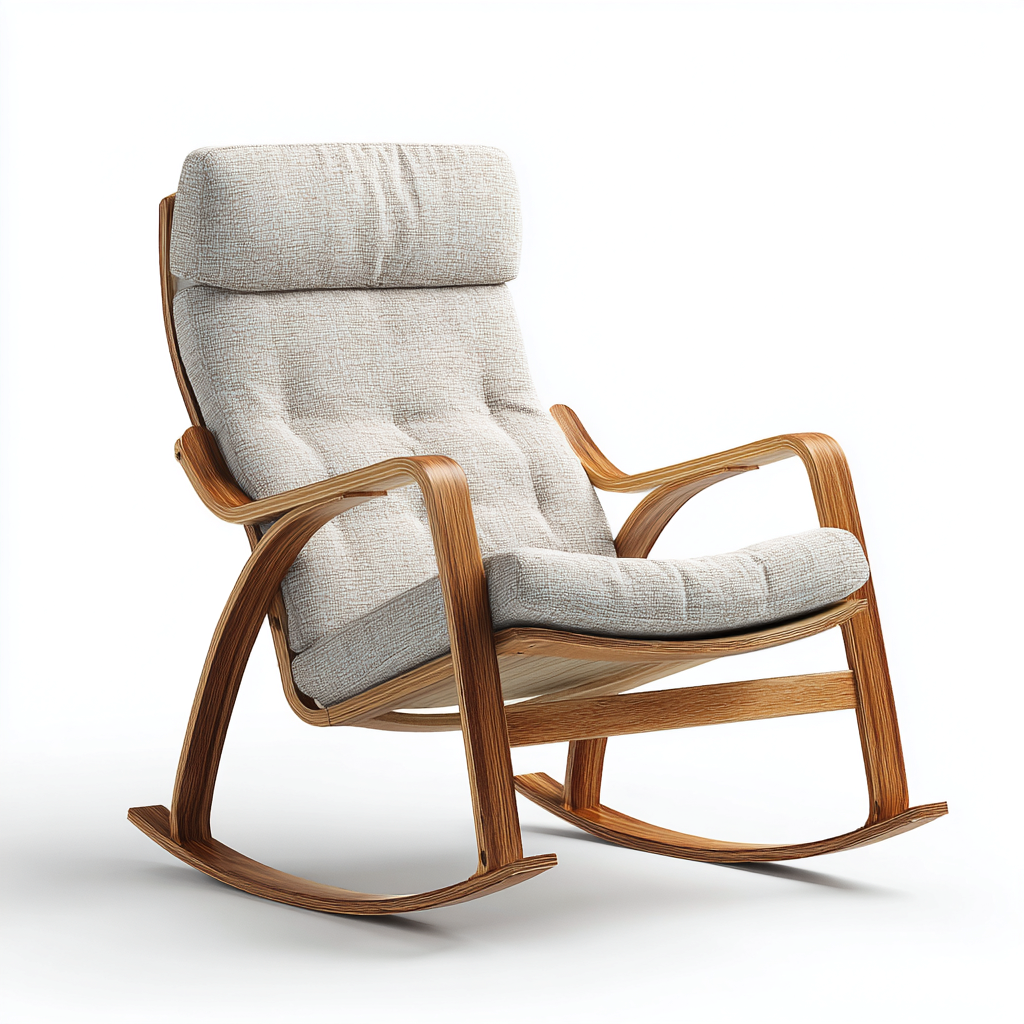 Mecedora madera tapizada 100x72x102 cm - beige - madera - diseño ergonómico para salón-Zamiiacorner