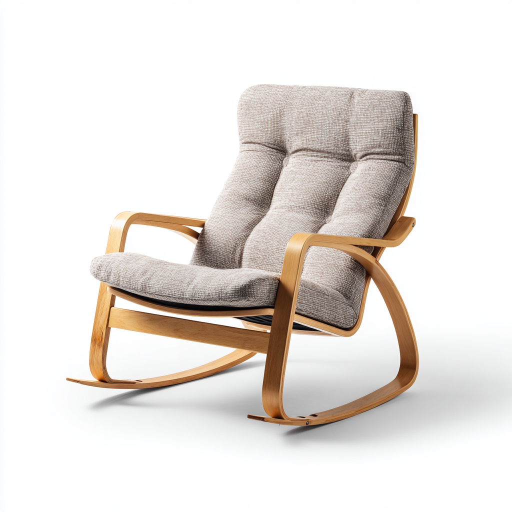Mecedora madera tapizada 98x70x100 cm - beige - madera - diseño moderno para salón-Zamiiacorner
