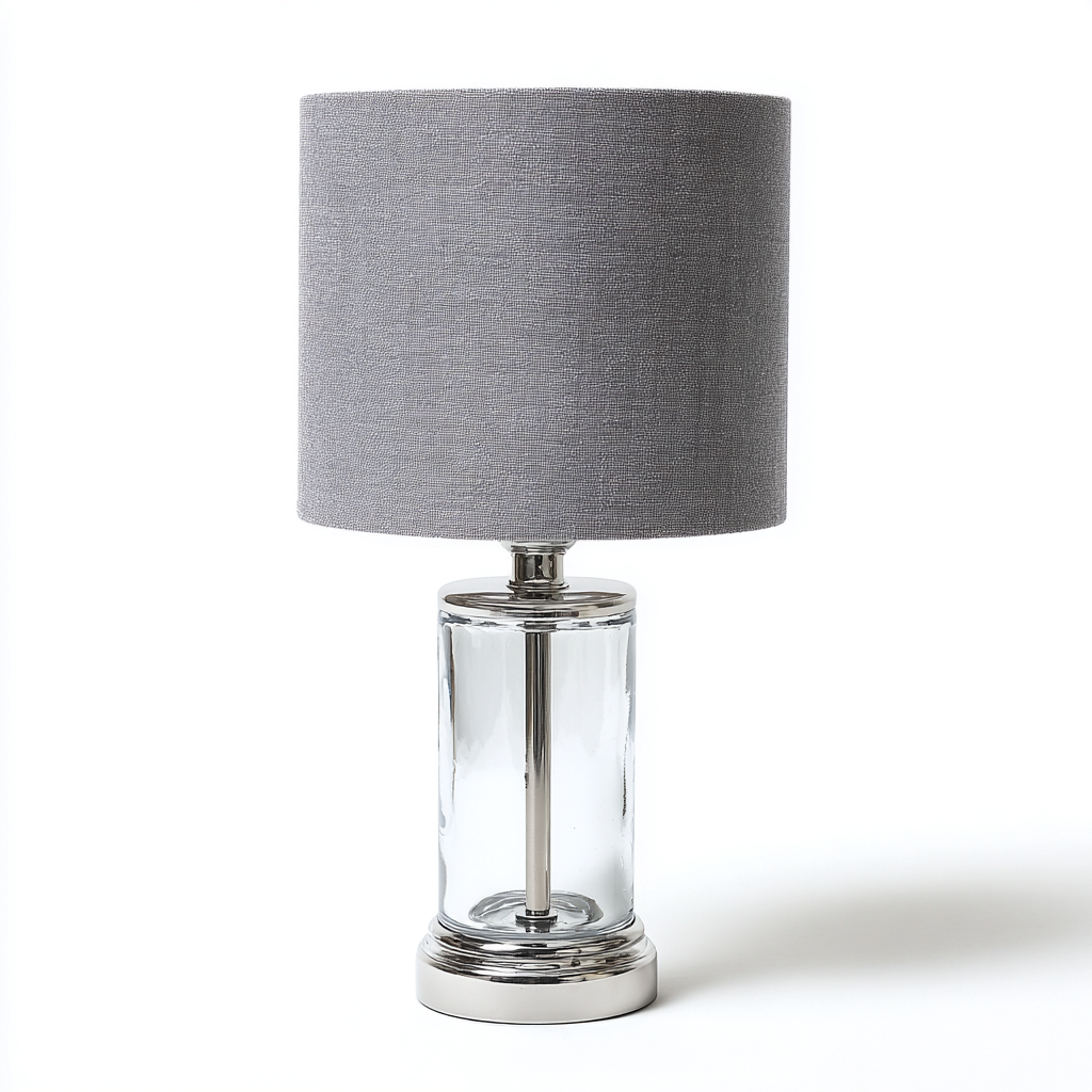 Lámpara de mesa vidrio 50x26 cm gris apta para salón estilo moderno-Zamiiacorner