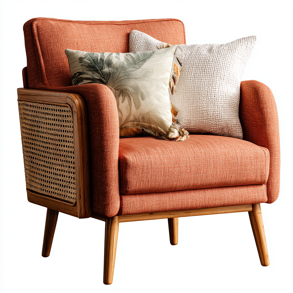 Sillón individual tapizado 75x70x85 cm - naranja - diseño moderno para salon-Zamiiacorner