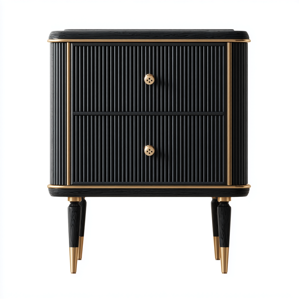 Mesita de noche de madera 48x40x58 cm - negro - apta para dormitorio - diseño moderno-Zamiiacorner