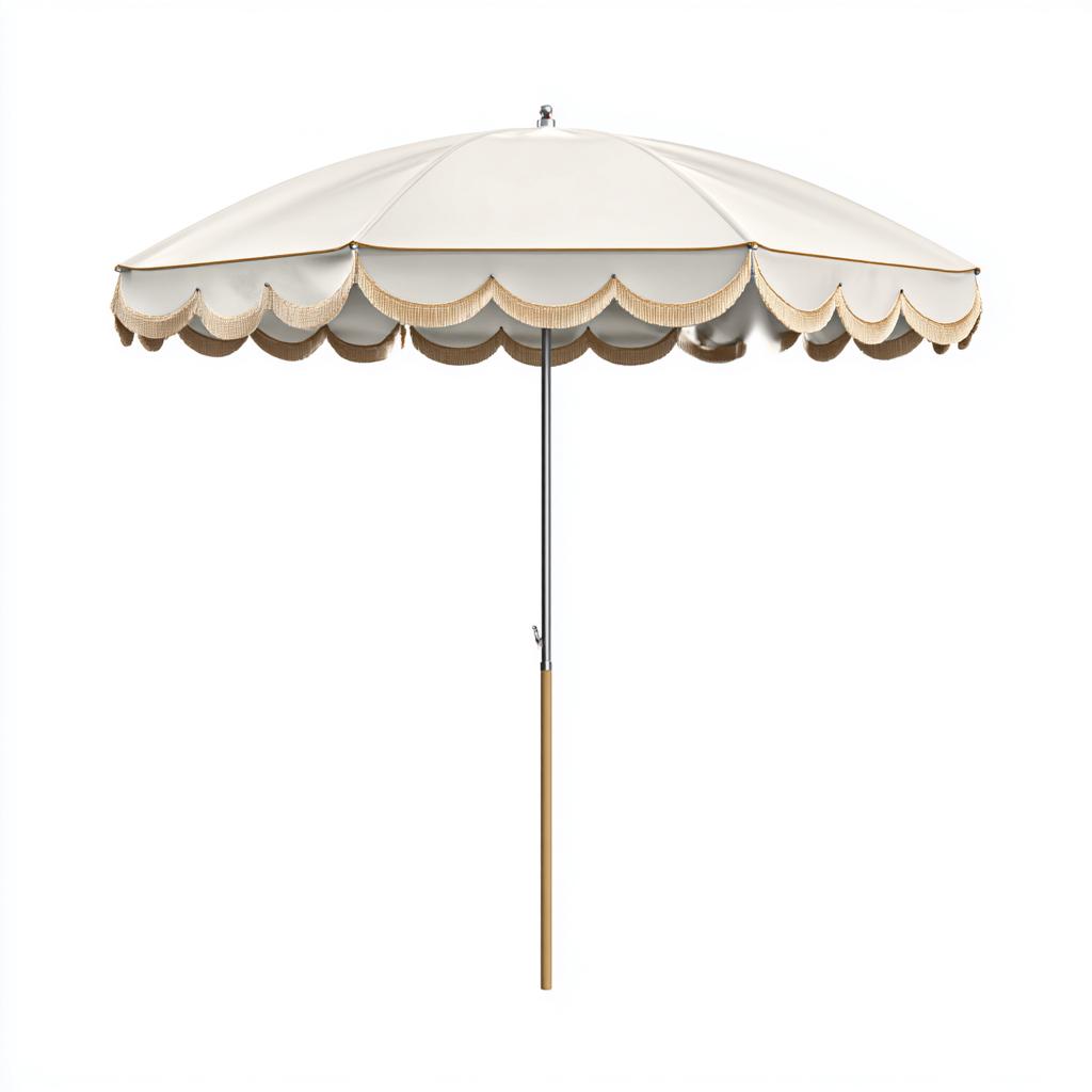Sombrilla de jardín tejido 180x180x220 cm blanco con borde ondulado apto para exterior diseño moderno-Zamiiacorner