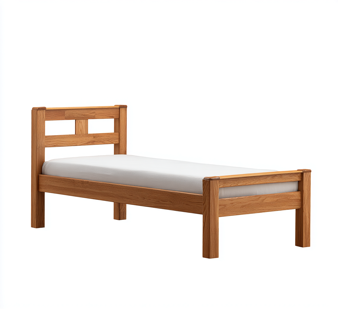 Cama individual de madera 200x100x90 cm - madera natural - diseño clásico para dormitorio-Zamiiacorner