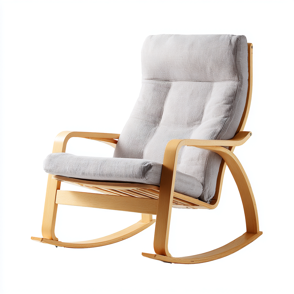 Mecedora madera tapizada 102x74x104 cm - gris - madera - diseño ergonómico para salón-Zamiiacorner