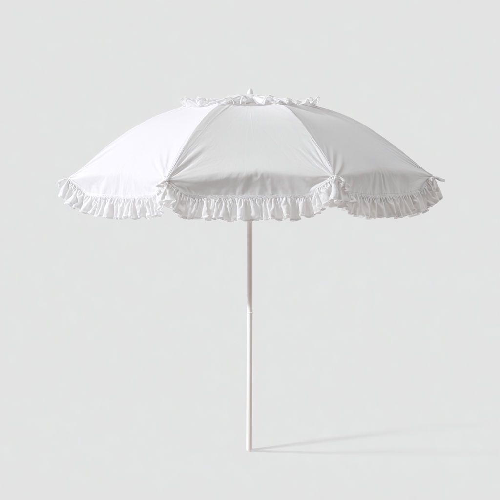 Sombrilla de jardín tejido 165x165x205 cm blanco con volantes apto para exterior diseño moderno-Zamiiacorner
