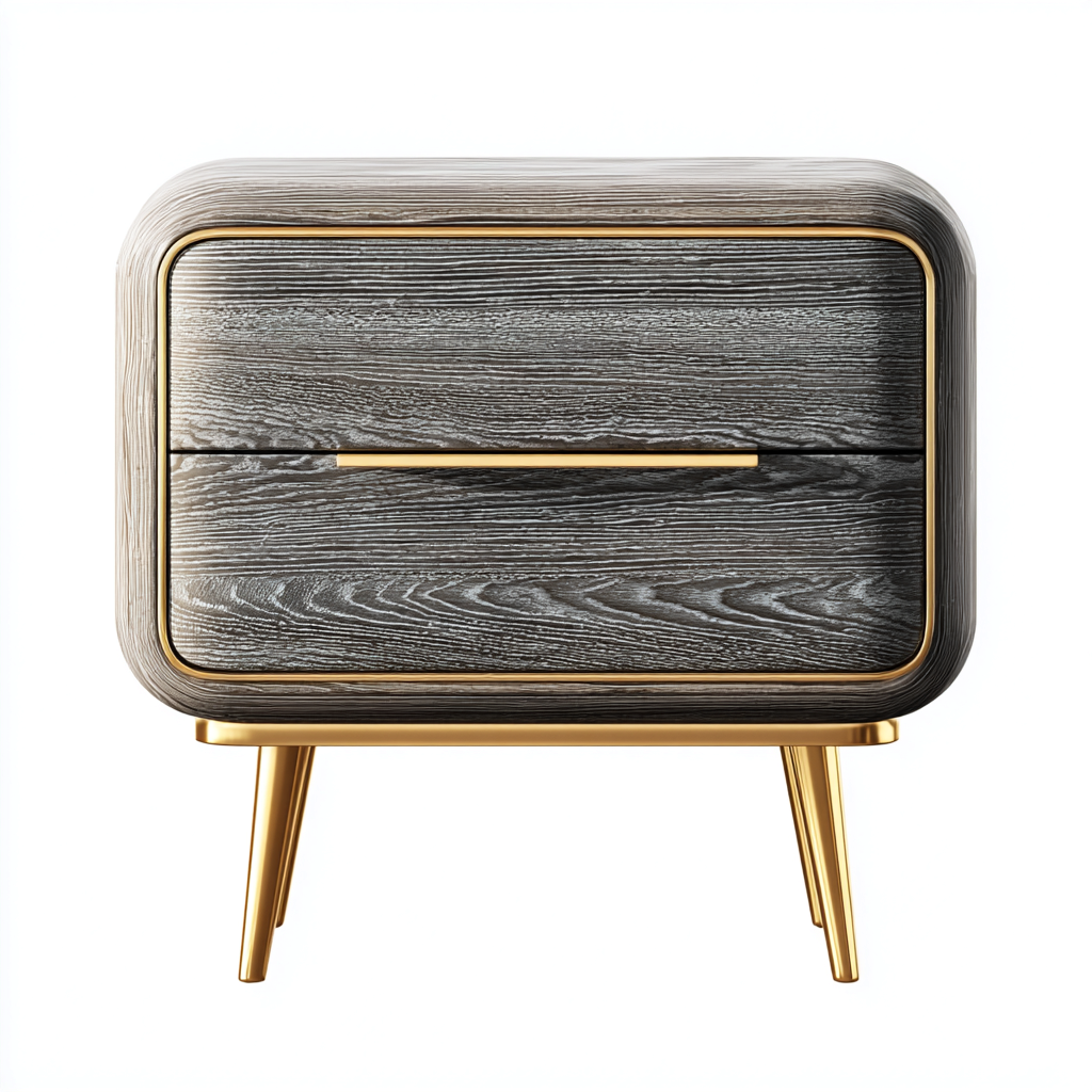 Mesita de noche de madera 48x38x52 cm - gris - apta para dormitorio - diseño moderno-Zamiiacorner