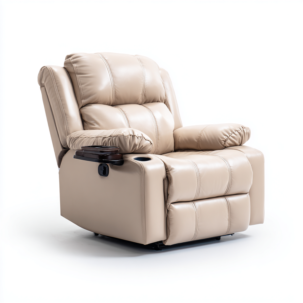 Sillón reclinable piel sintética 100x95x103 cm - beige - diseño moderno apto para salón-Zamiiacorner