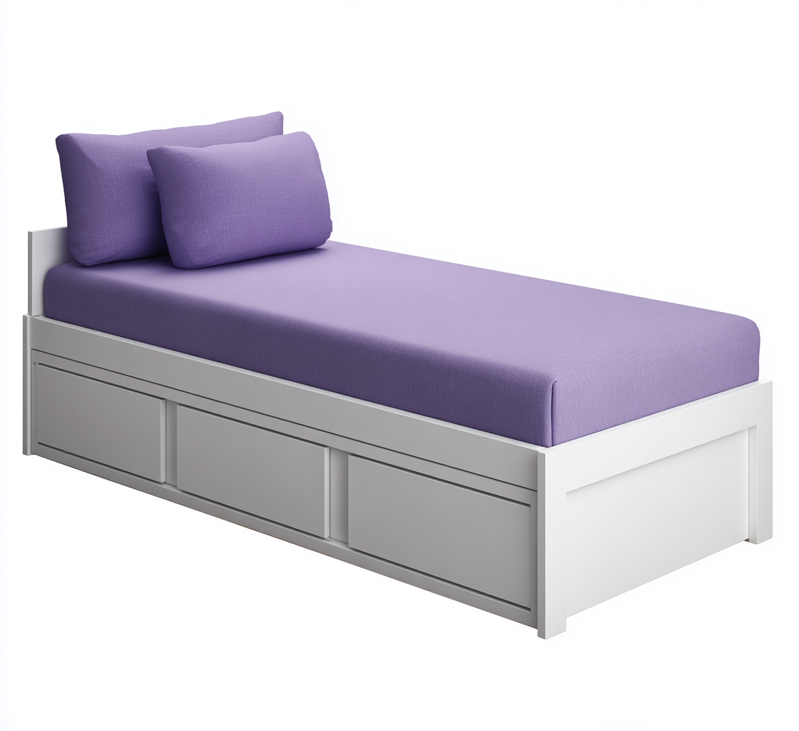 Cama individual con cajones 200x100x65 cm madera color blanco para dormitorio diseño moderno-Zamiiacorner