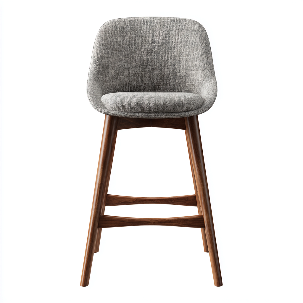 Taburete de bar madera y tela 45x45x94 cm gris para comedor diseño moderno-Zamiiacorner