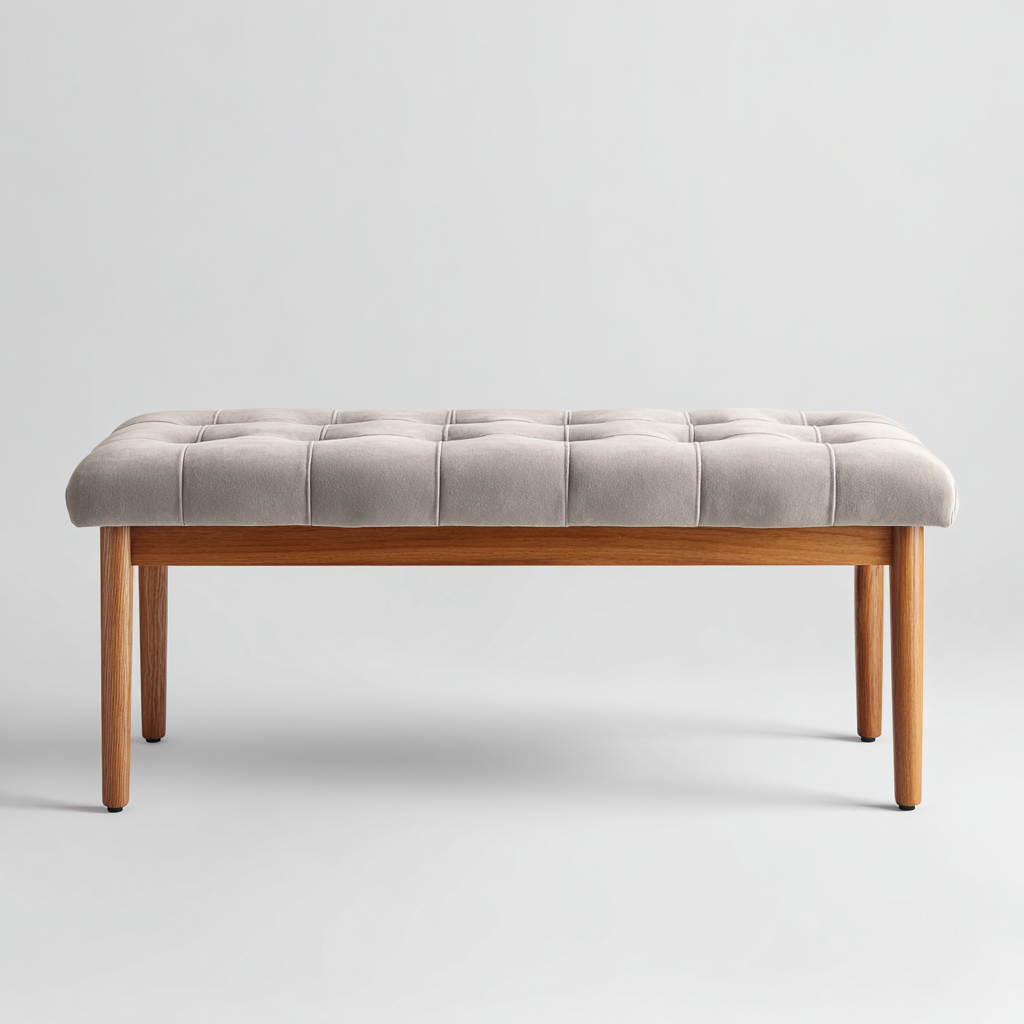 Banco de dormitorio tapizado 110x38x45 cm - gris claro - madera - diseño clásico - apta para dormitorio-Zamiiacorner