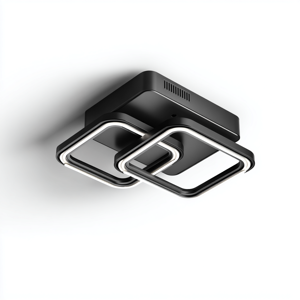 Lámpara de techo metal y acrílico 30x30x9 cm negro - blanco adecuada para sala diseño moderno-Zamiiacorner