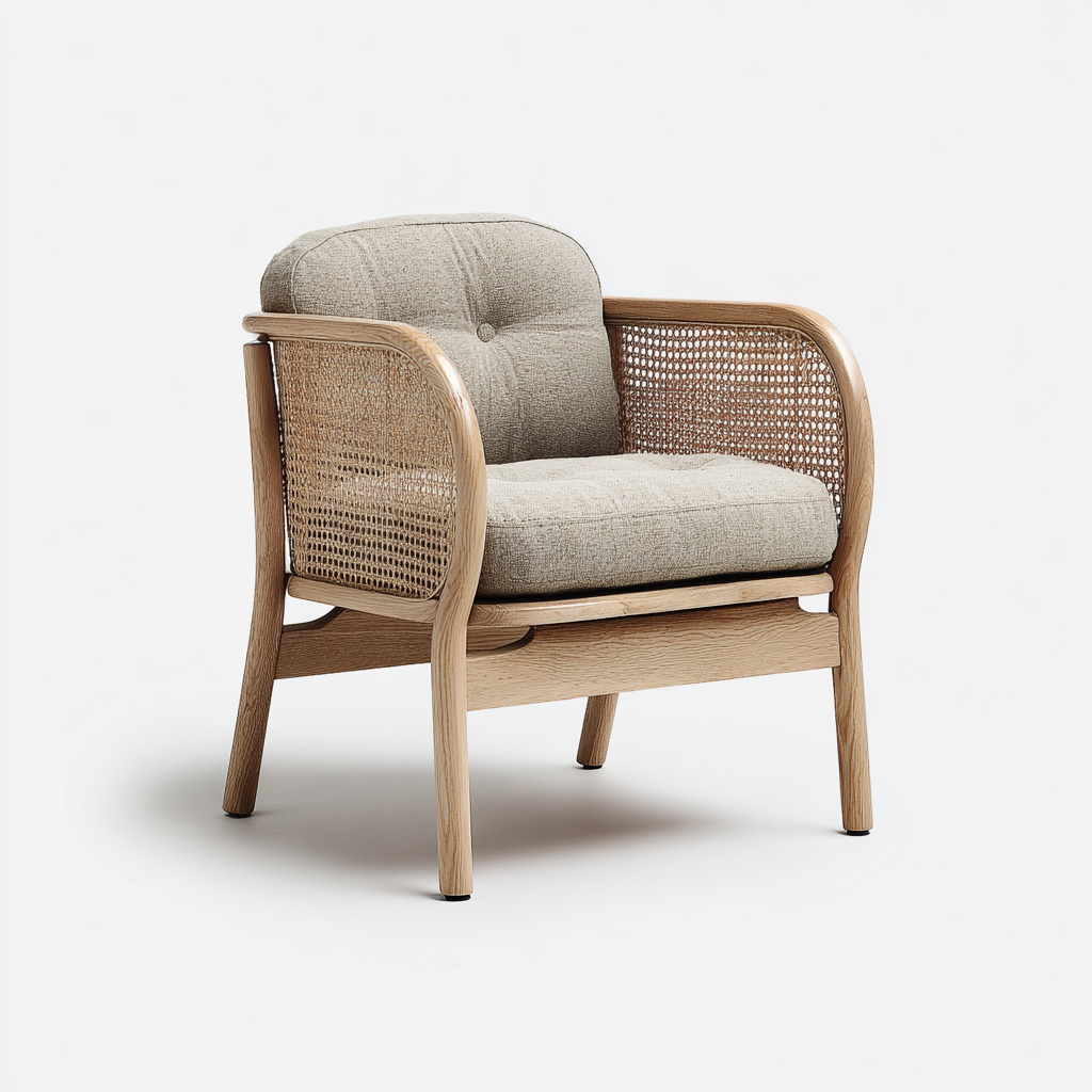 Sillón individual madera 75x70x85 cm - beige - diseño moderno para salon-Zamiiacorner