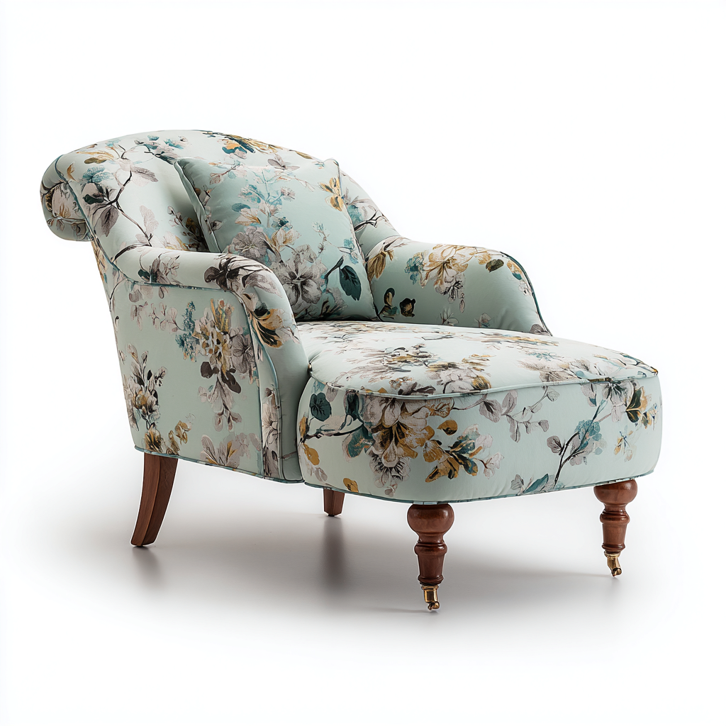 Chaise longue  Tela estampada 160x70x85 cm - floral - adecuada para salón - diseño clásico-Zamiiacorner