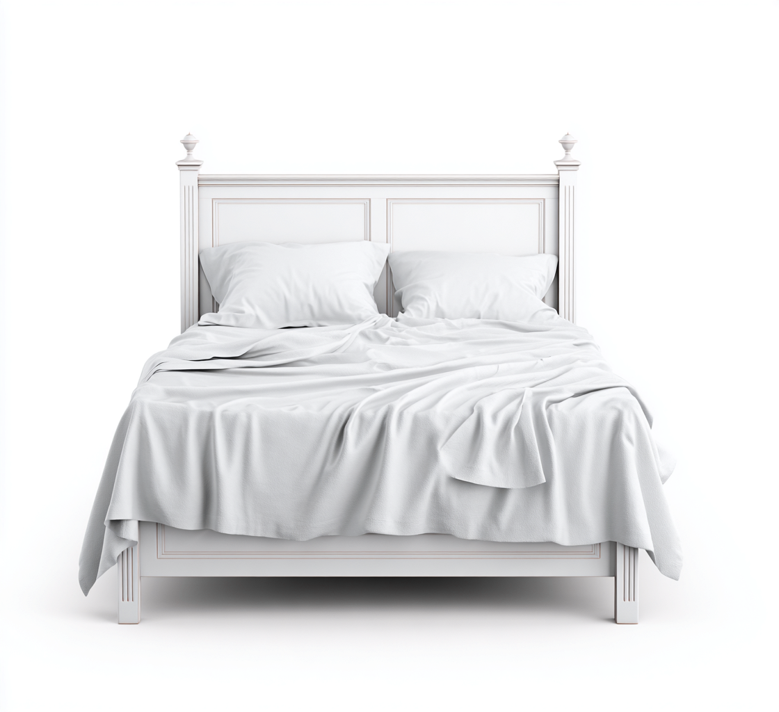 Cama matrimonial de madera 200x180x125 cm - blanco - diseño clásico - apta para dormitorio-Zamiiacorner