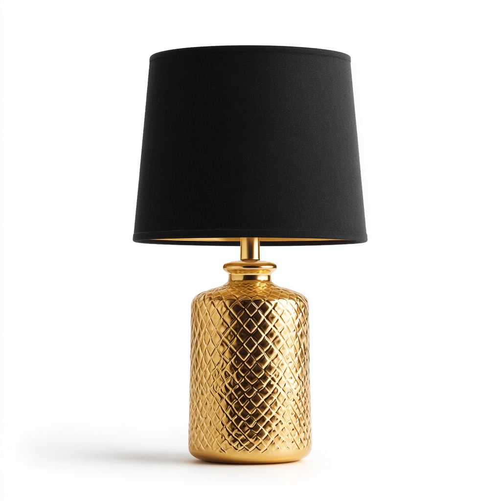 Lámpara de mesa metal 50x26 cm negro - dorado apta para salón estilo moderno-Zamiiacorner