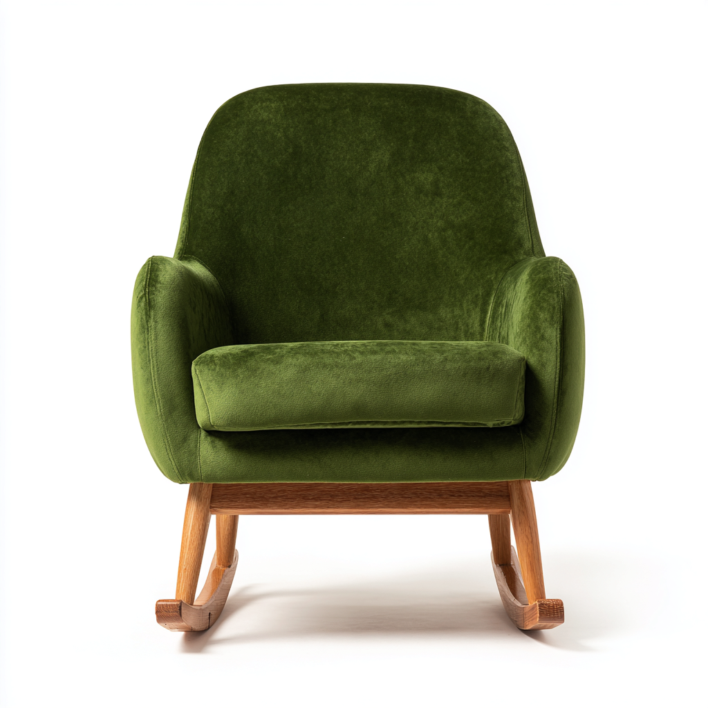 Mecedora tapizada terciopelo 80x75x95 cm - verde - apta para salón - diseño clásico con balanceo-Zamiiacorner