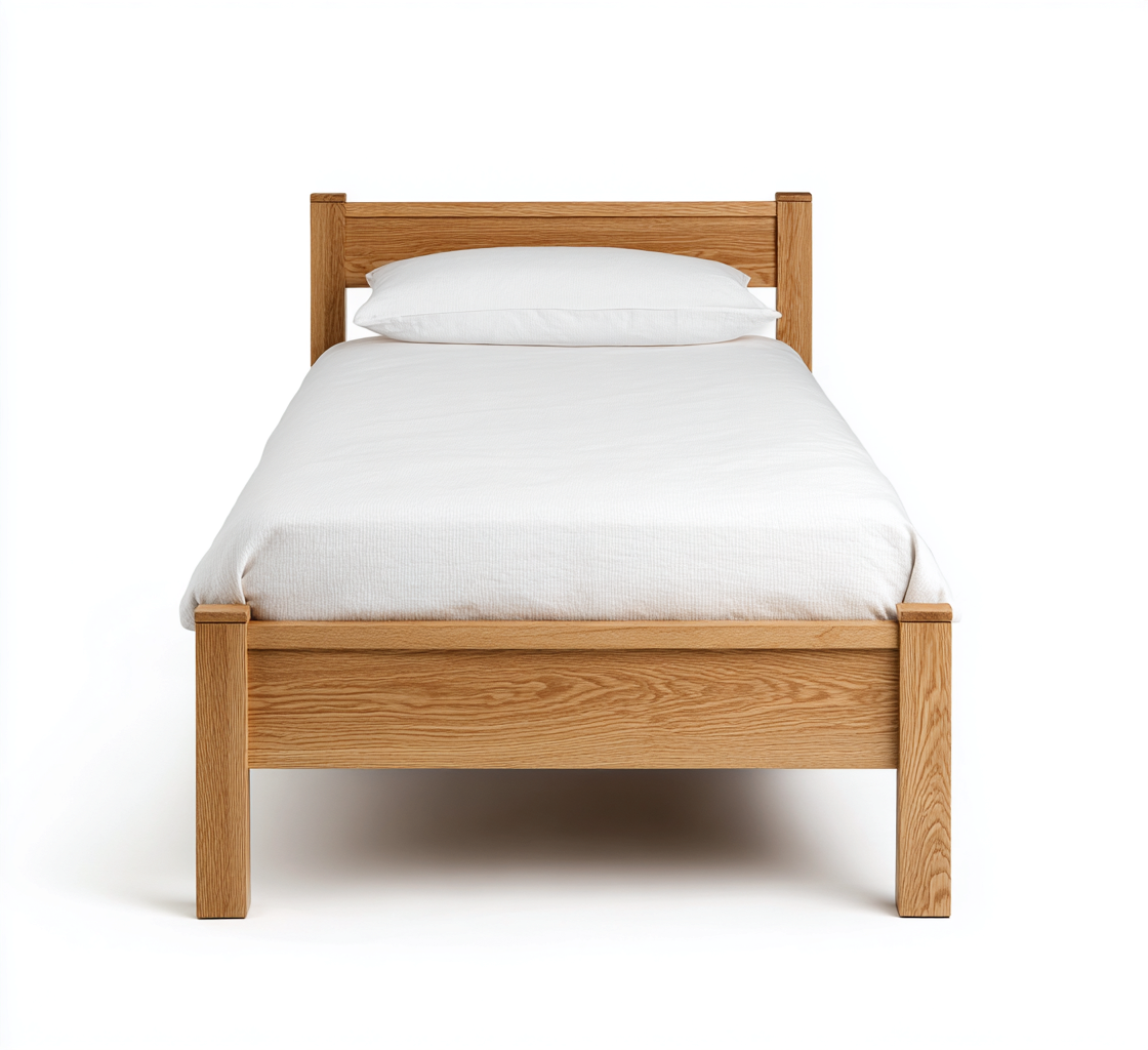 Cama individual de madera 200x100x90 cm - madera natural - diseño clásico para dormitorio-Zamiiacorner