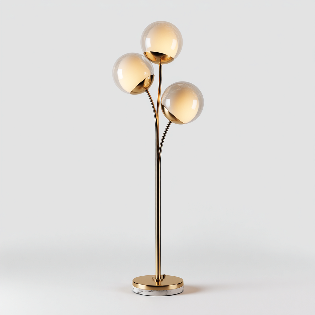Lámpara de pie metal - vidrio 150x30 cm - dorado - ámbar - para salón - dormitorio - diseño moderno-Zamiiacorner