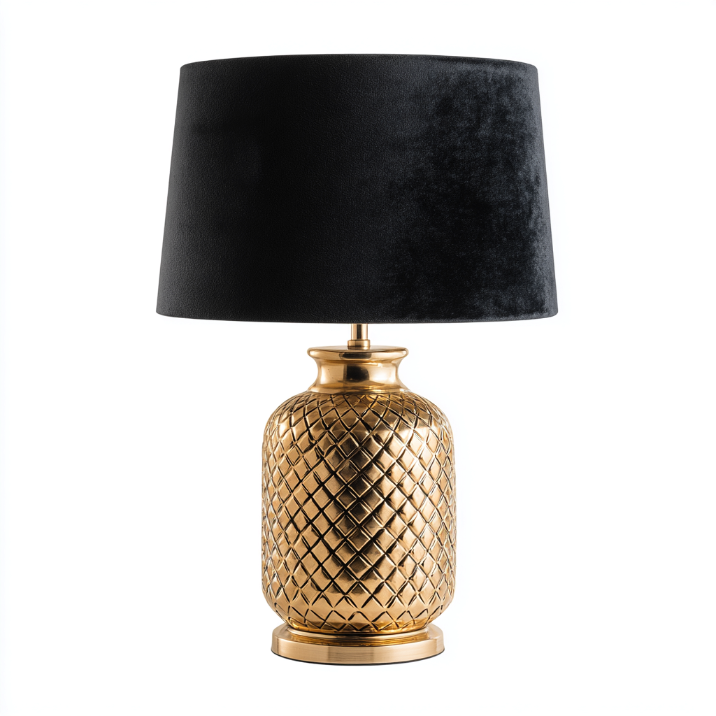 Lámpara de mesa metal 55x30 cm negro - dorado apta para salón estilo moderno-Zamiiacorner