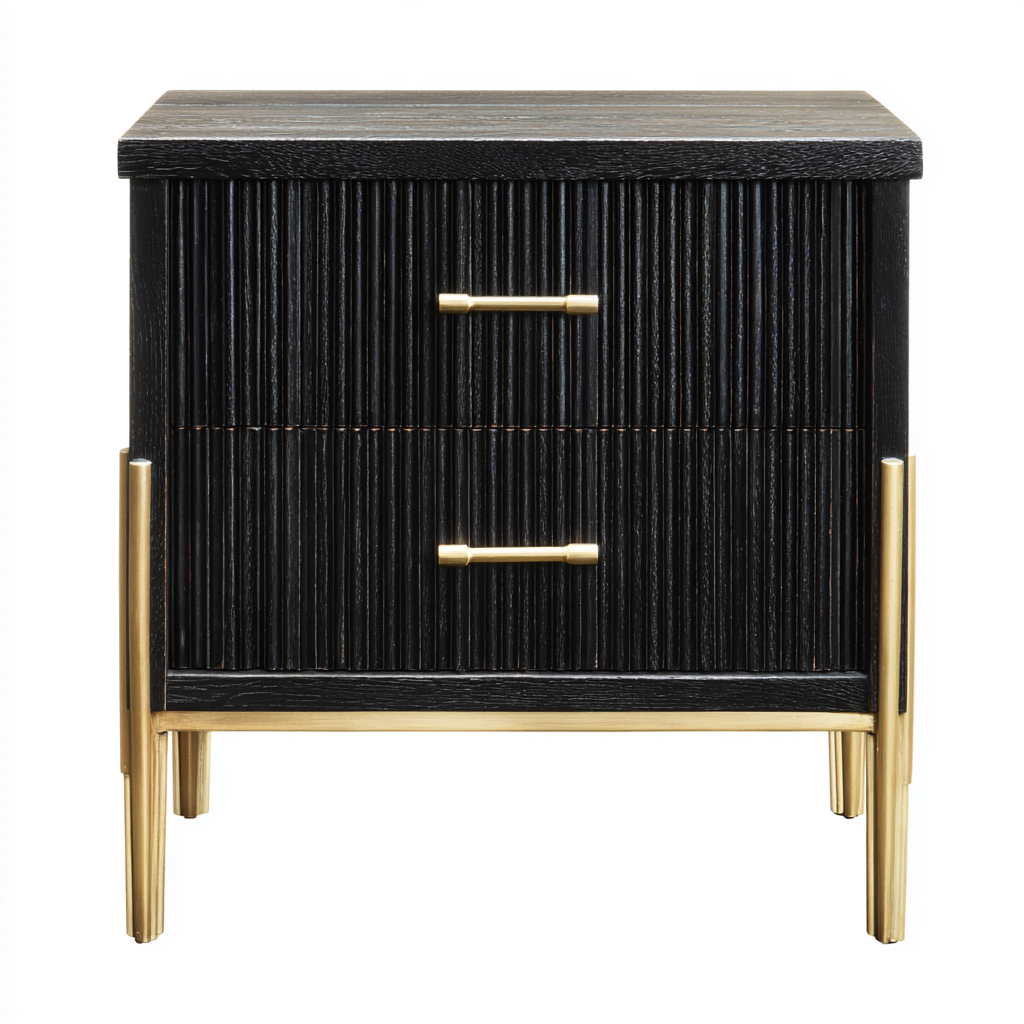 Mesita de noche de madera 50x40x55 cm - negro - apta para dormitorio - diseño moderno-Zamiiacorner