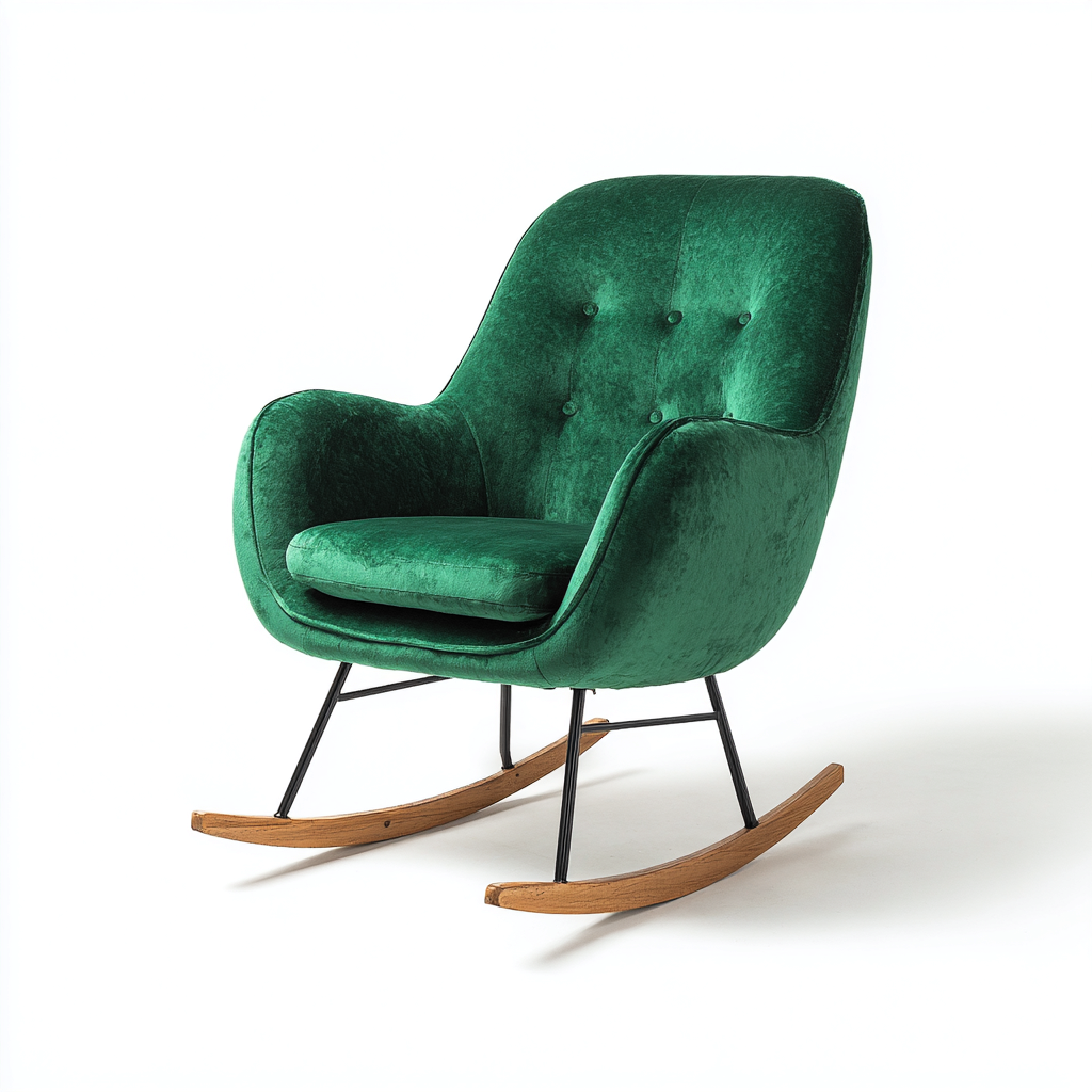 Mecedora tapizada de terciopelo 80x72x100 cm - verde - diseño moderno con base mecedora apta para salón-Zamiiacorner
