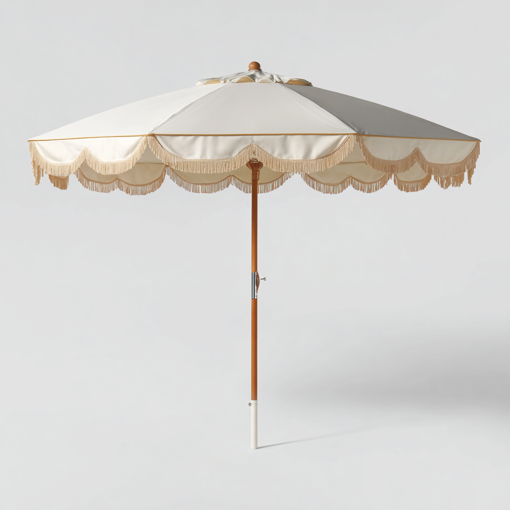 Sombrilla de jardín tejido 190x190x225 cm blanco con borde ondulado apto para exterior diseño moderno-Zamiiacorner