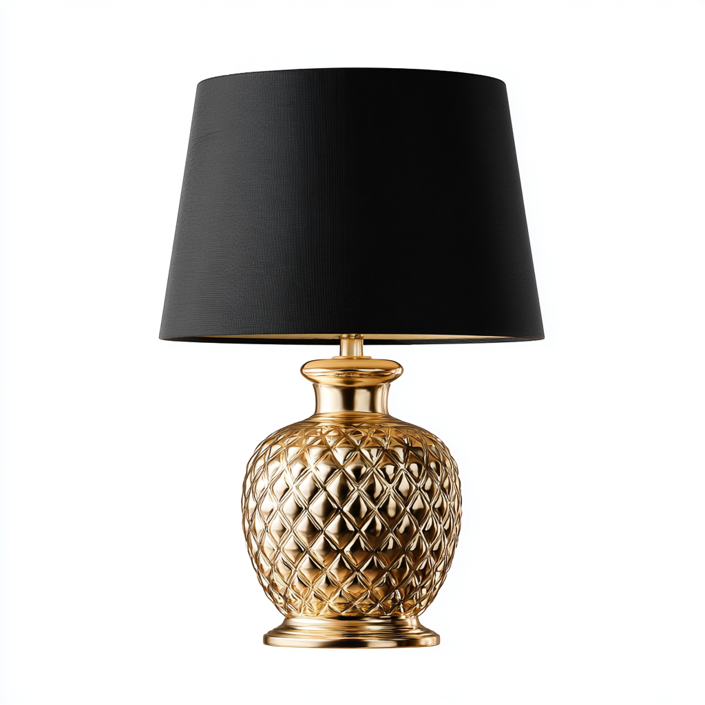 Lámpara de mesa metal 55x30 cm negro - dorado apta para salón estilo moderno-Zamiiacorner