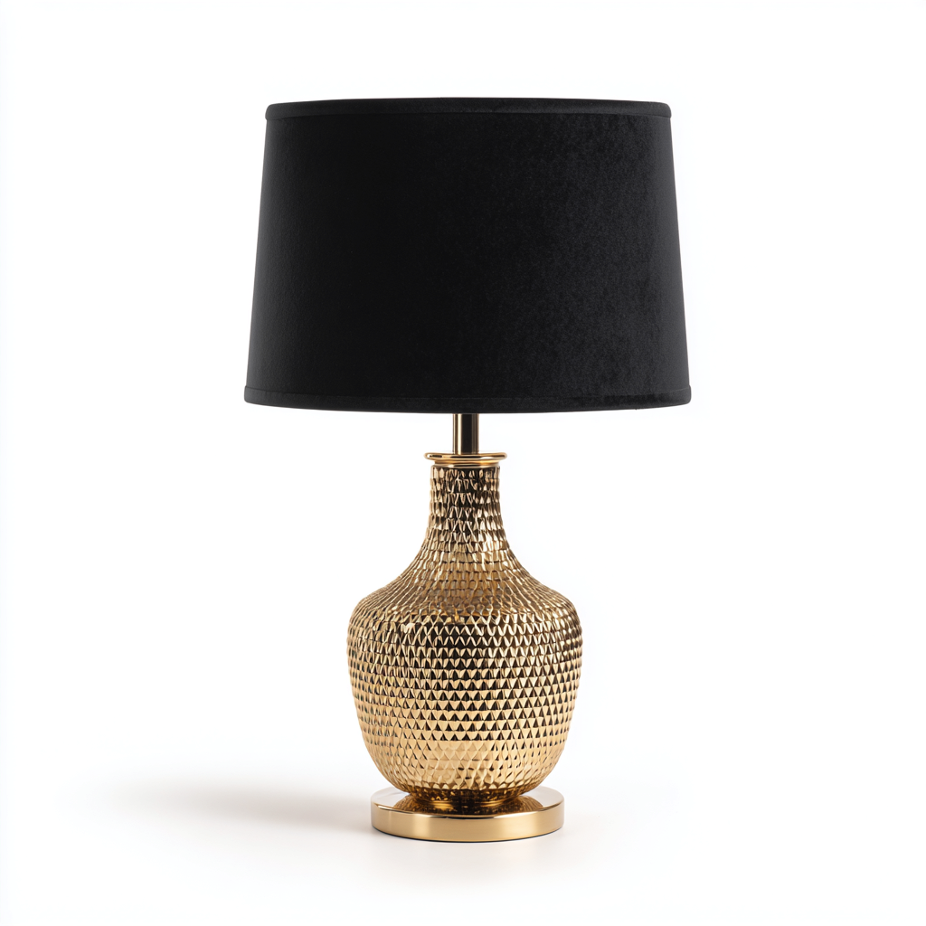 Lámpara de mesa metal 51x28 cm negro - dorado apta para salón estilo moderno-Zamiiacorner