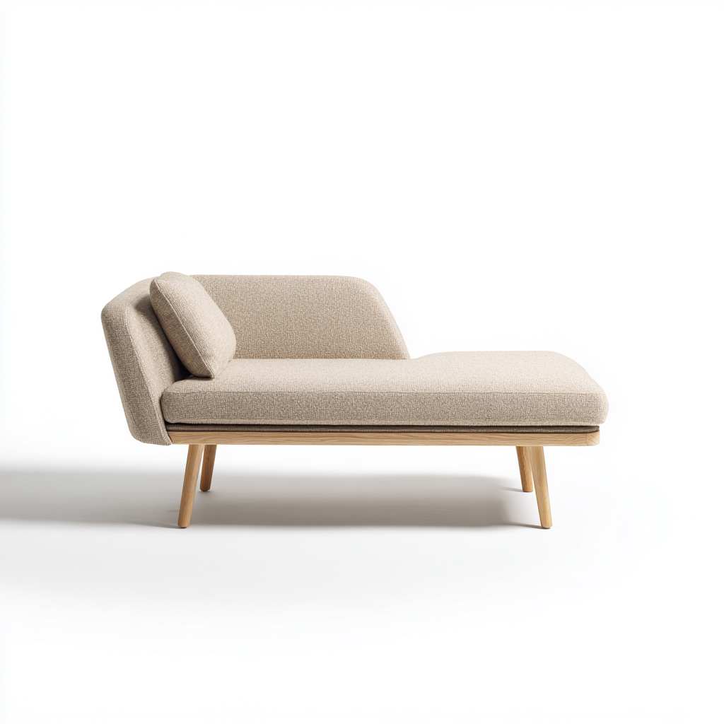 Chaise longue  madera 172x71x84 cm - beige - diseño moderno para salon-Zamiiacorner