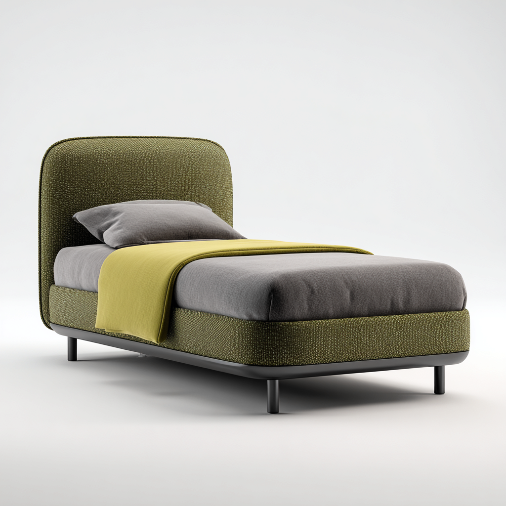 Cama individual tapizada 200x100x105 cm - verde oliva - diseño moderno para dormitorio-Zamiiacorner