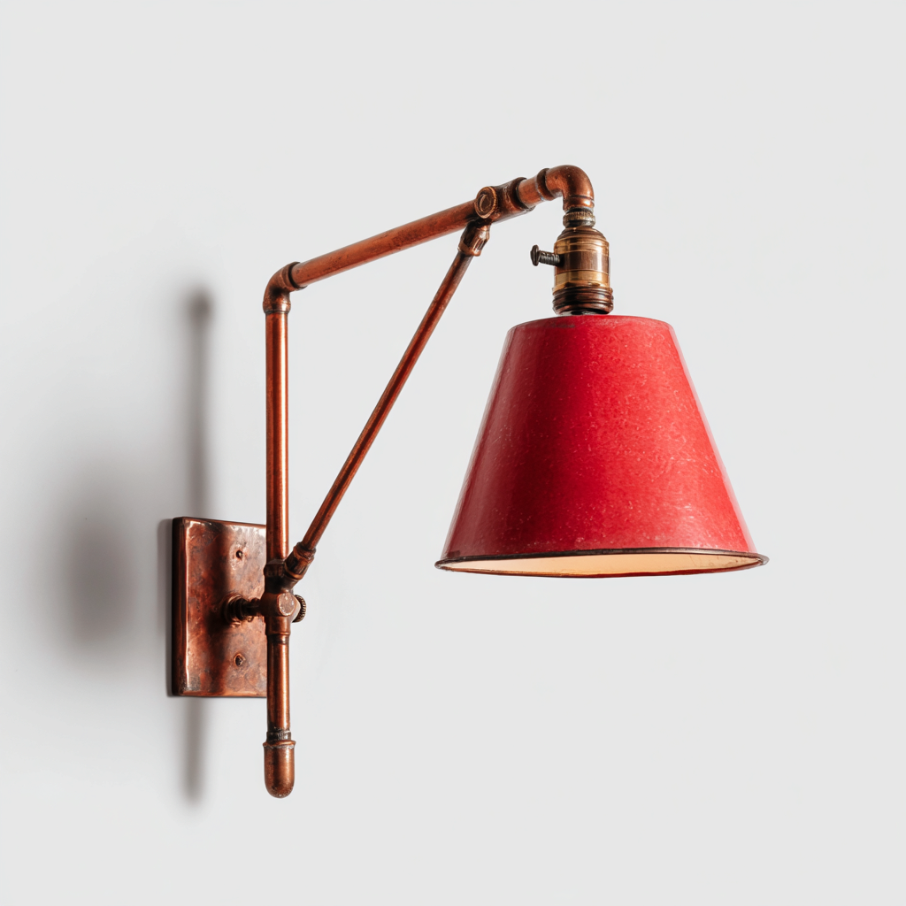 Aplique de pared metal 22x18x30 cm - cobre - rojo - para interior - estilo industrial-Zamiiacorner
