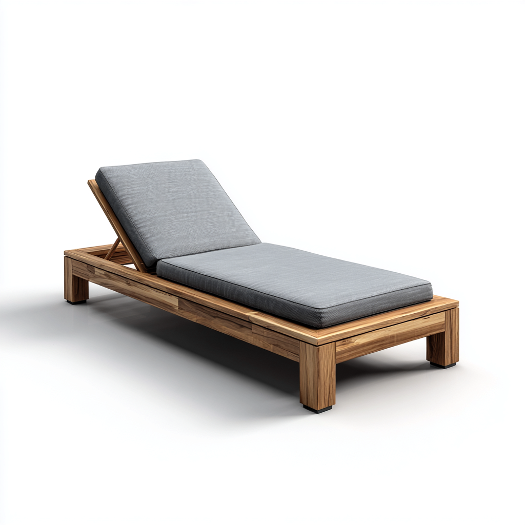 Tumbona de jardín madera de teca 200x65x30 cm gris uso exterior - diseño moderno-Zamiiacorner