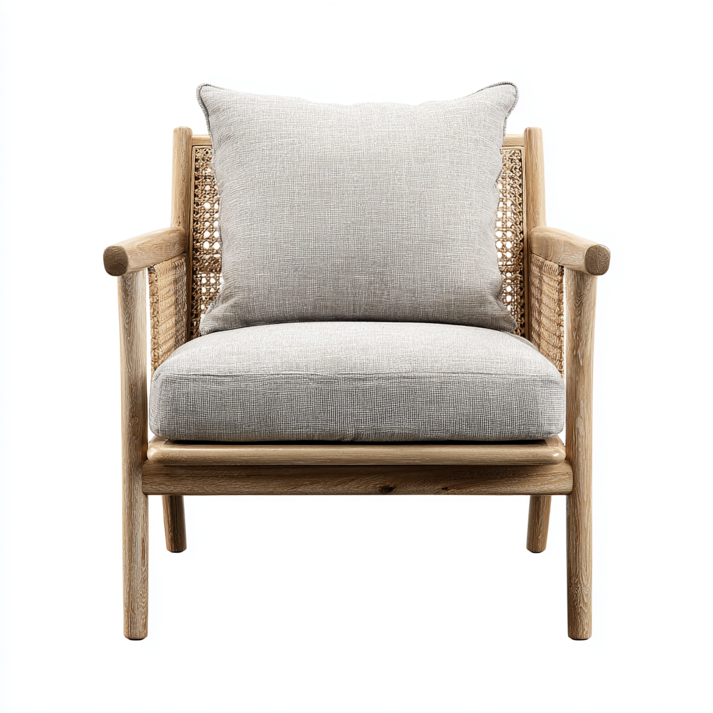 Sillón individual madera 80x74x83 cm - gris claro - diseño moderno para salon-Zamiiacorner