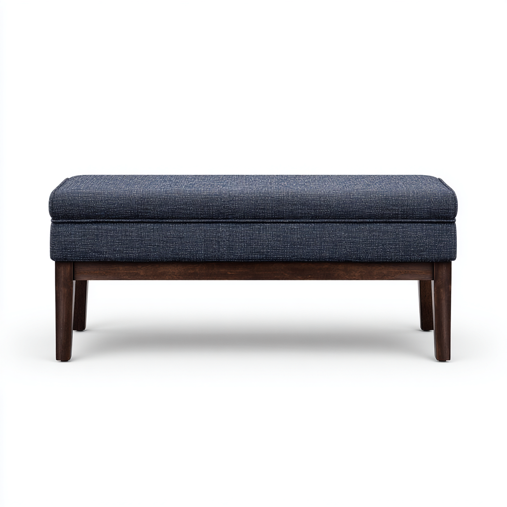 Banco de dormitorio tapizado con almacenamiento 90x40x45 cm - azul oscuro - madera - diseño moderno minimalista - apta para dormitorio-Zamiiacorner