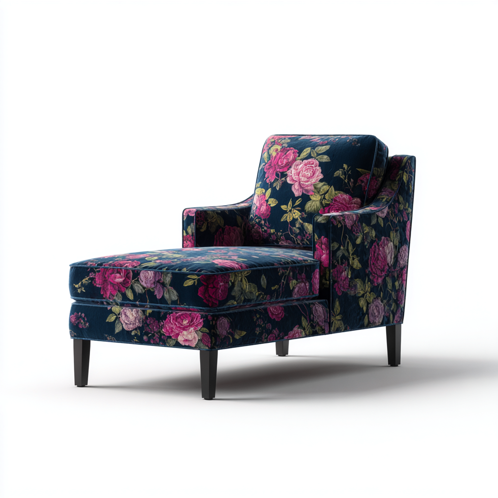 Chaise longue  Tela estampada 160x70x85 cm - floral - adecuada para salón - diseño clásico-Zamiiacorner