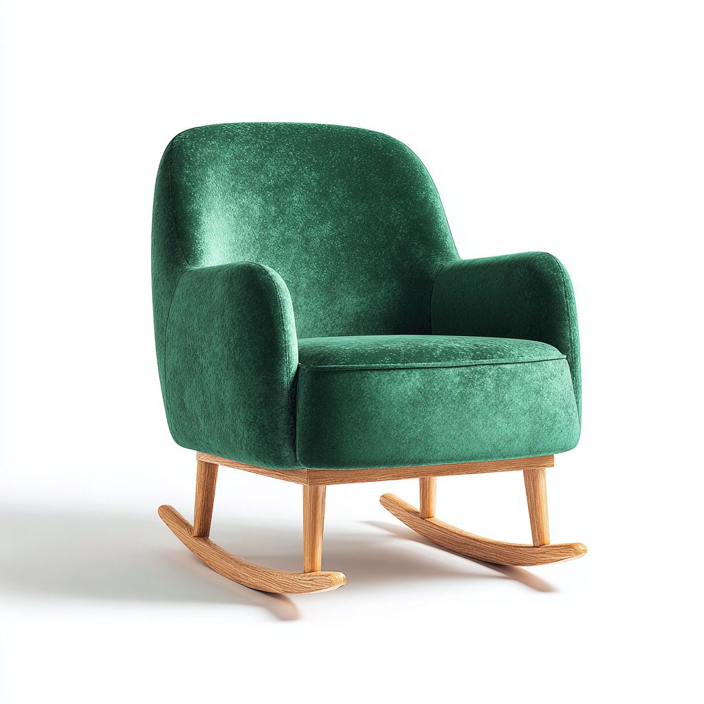 Mecedora terciopelo 80x75x95 cm verde para sala diseño moderno-Zamiiacorner