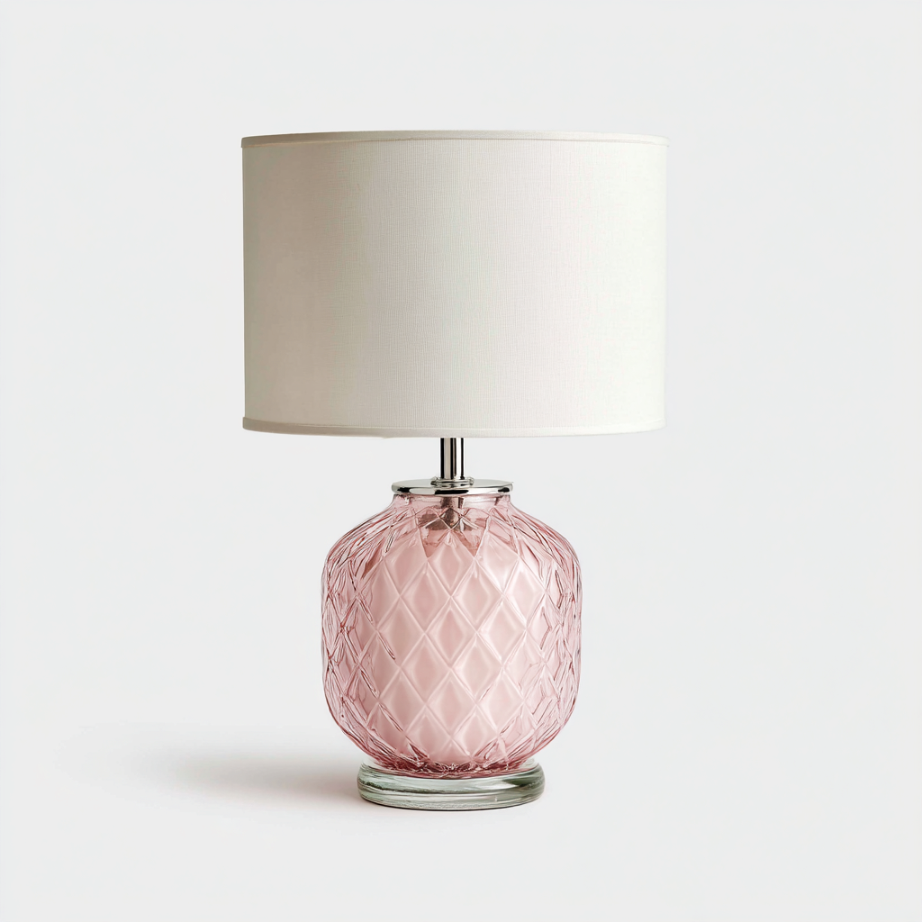 Lámpara de mesa vidrio 50x28 cm rosa apta para salón estilo moderno-Zamiiacorner