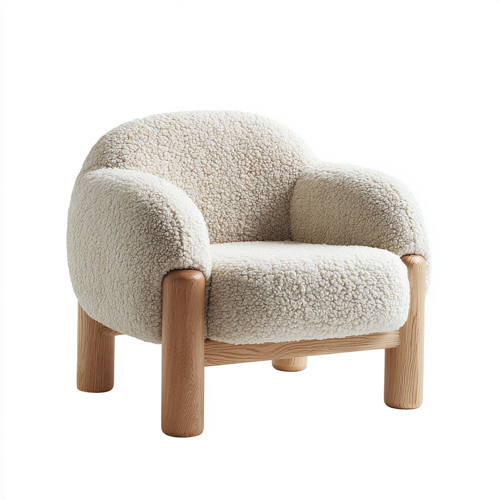 Sillón individual madera 81x79x87 cm - crema - diseño moderno para salon-Zamiiacorner