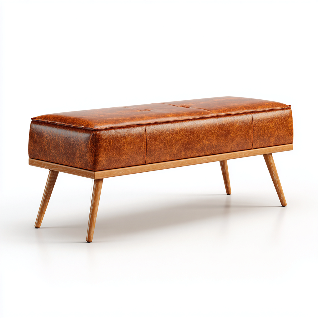 Banco de dormitorio de piel auténtica 100x38x45 cm - marrón - diseño clásico - apta para dormitorio-Zamiiacorner