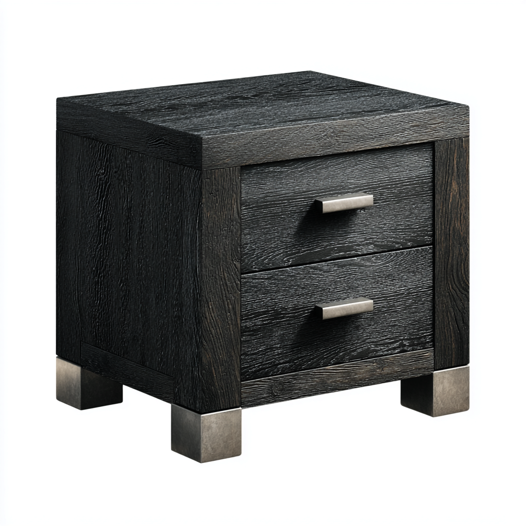 Mesita de noche de madera 50x40x55 cm - negro - apta para dormitorio - diseño moderno-Zamiiacorner