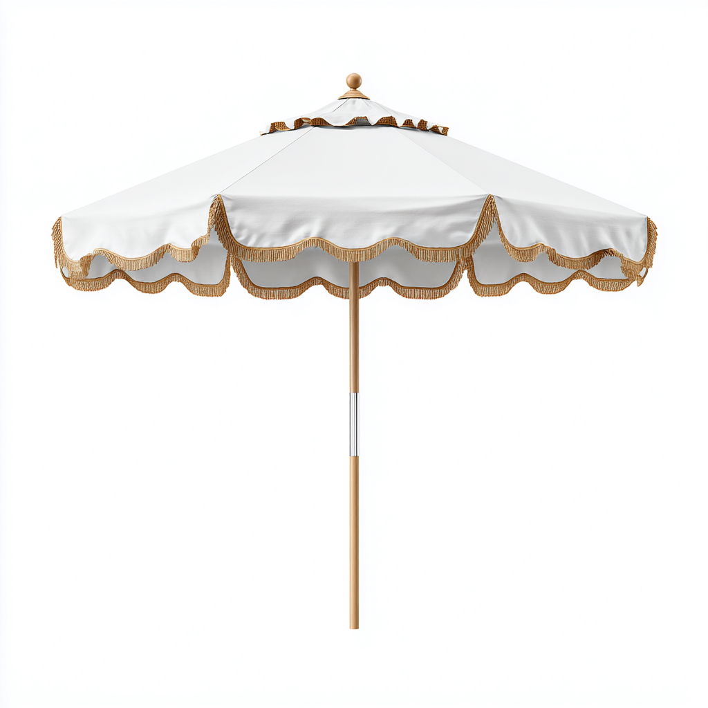Sombrilla de jardín tejido 180x180x220 cm blanco con borde ondulado apto para exterior diseño moderno-Zamiiacorner