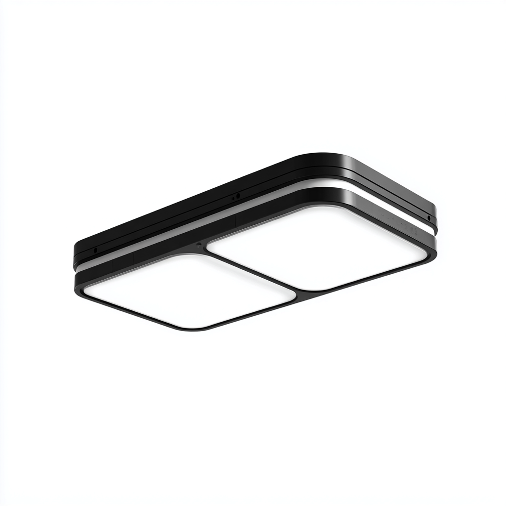 Lámpara de techo metal - LED 70x40x7 cm - negro - blanco - para interior - diseño moderno-Zamiiacorner