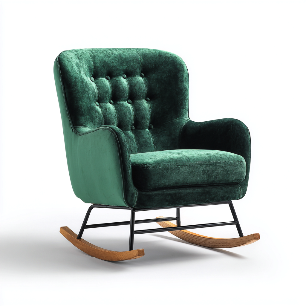 Mecedora tapizada terciopelo 90x80x95 cm - verde - diseño moderno para salón-Zamiiacorner