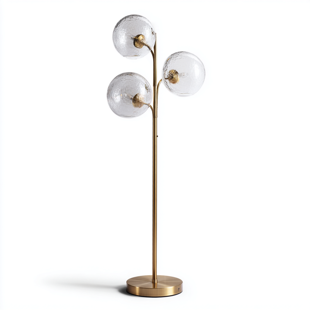 Lámpara de pie metal - vidrio 150x30 cm - dorado - transparente - para salón - dormitorio - diseño moderno-Zamiiacorner