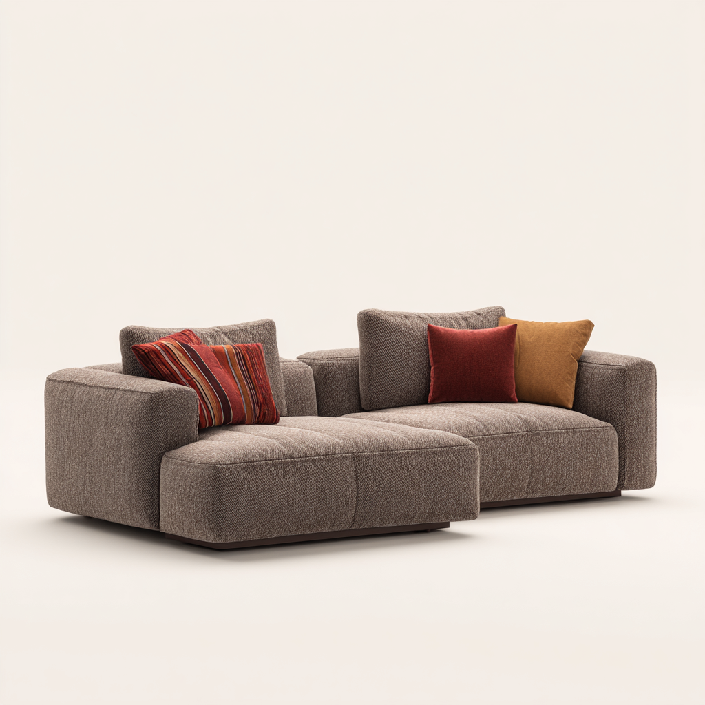 Sofá rinconero tela 270x165x85 cm marrón oscuro para salón diseño moderno-Zamiiacorner