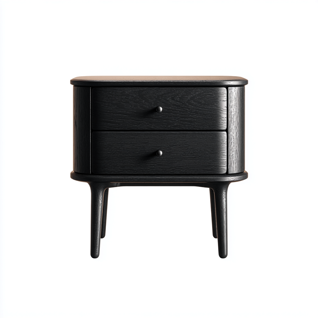 Mesita de noche madera 46x38x54 cm - negro - diseño moderno apto para dormitorio-Zamiiacorner